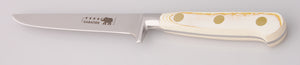 Thiers-Issard Four-Star Elephant Sabatier Knives 5 in boning knife - white micarta handle