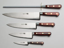 Load image into Gallery viewer, Thiers-Issard Four-Star Elephant Sabatier Knives 5 pc knife set - red stamina