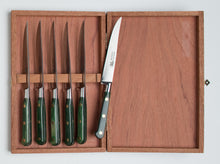 Load image into Gallery viewer, Thiers-Issard Four-Star Elephant Sabatier Knives lisse steak knife set - green stamina