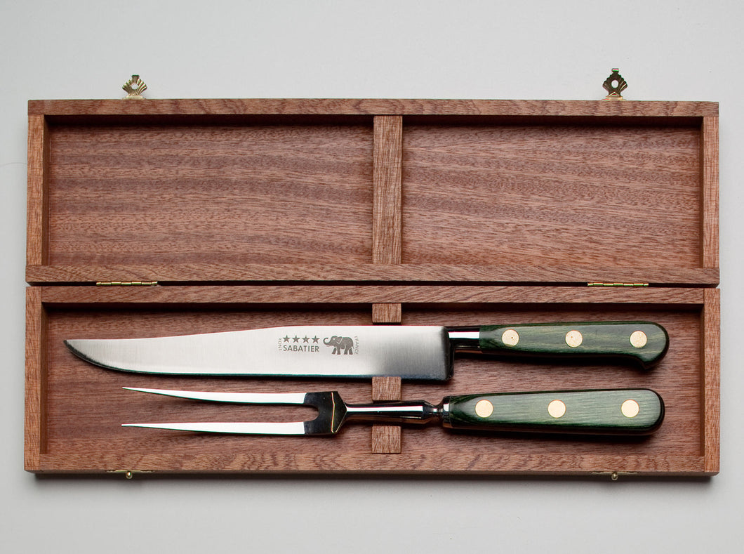 Thiers-Issard Four-Star Elephant Sabatier Knives standard carving knife set - green stamina
